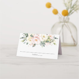 Cartão De Mesa Casamento Floral De Frente Delicada De Marfim Blus