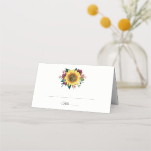Cartão De Mesa Casamento Floral de Girassol