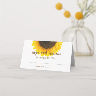 Cartão De Mesa Casamento Floral de Girassol