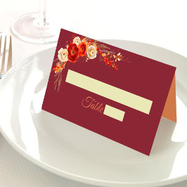 Cartão De Mesa Casamento floral de laranja-branca Elegante