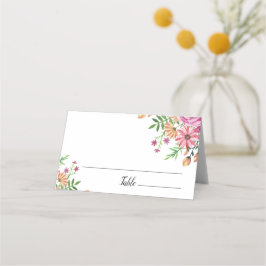 Cartão De Mesa Casamento Floral de Pêssego Personalizado