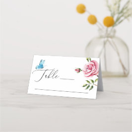 Cartão De Mesa Casamento Floral de Watercolor | Rosa do Jardim Ro
