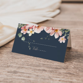 Cartão De Mesa Casamento Floral do Rosa de Jardim Eucalyptus