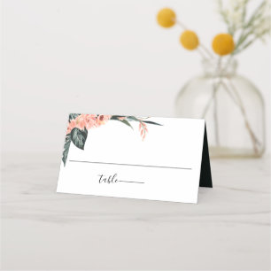 Cartão De Mesa Casamento Floral dos Trópicos Corais Modernos