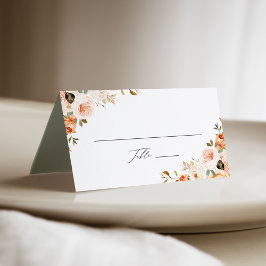Cartão De Mesa Casamento Floral Elegante Rústico de Outono