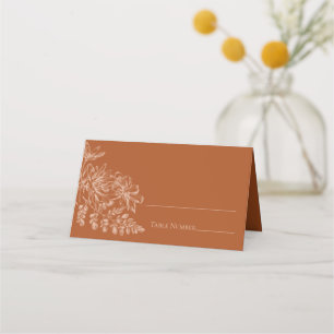Cartão De Mesa Casamento Floral Elegante Terra Cotta