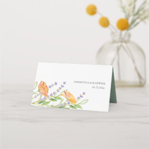 Cartão De Mesa Casamento Floral em Aquarela