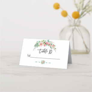 Cartão De Mesa Casamento Floral Exótico Luau Tropical Watercolor