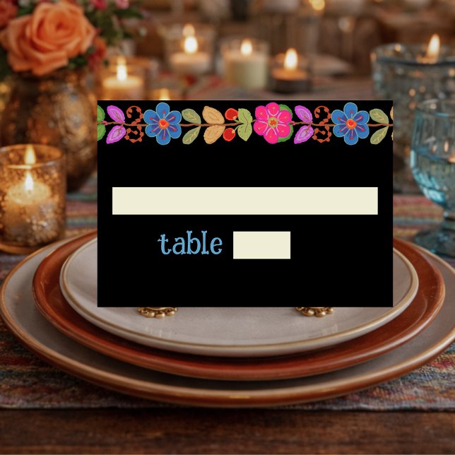 Cartão De Mesa Casamento floral mexicano moderno (Criador carregado)