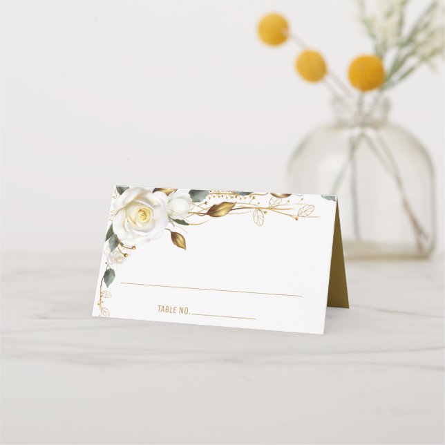 Cartão De Mesa Casamento Floral Orgânico rosa Dourado (Frente)