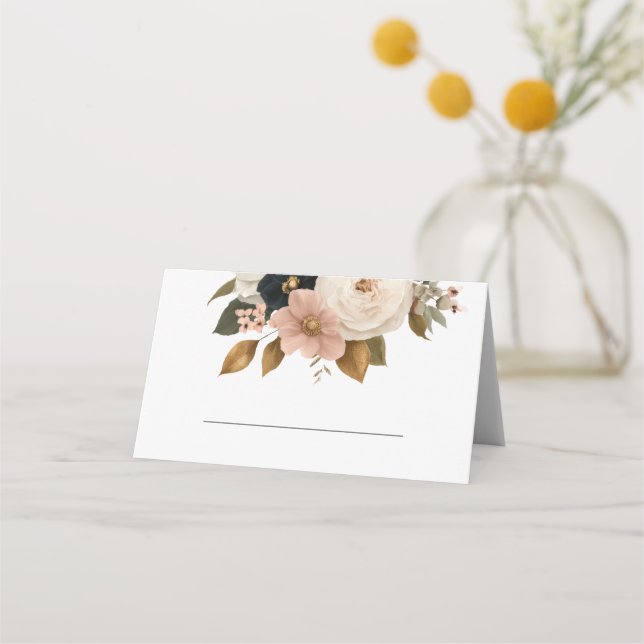 Cartão De Mesa Casamento Floral Personalizado Elegante  (Frente)