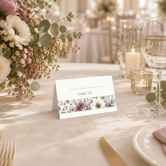 Cartão De Mesa Casamento Floral Rosa Malva e Sage