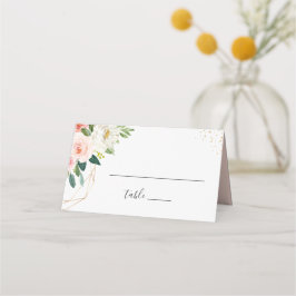 Cartão De Mesa Casamento Floral Rosa Rosa Dourado e Elegante Mode