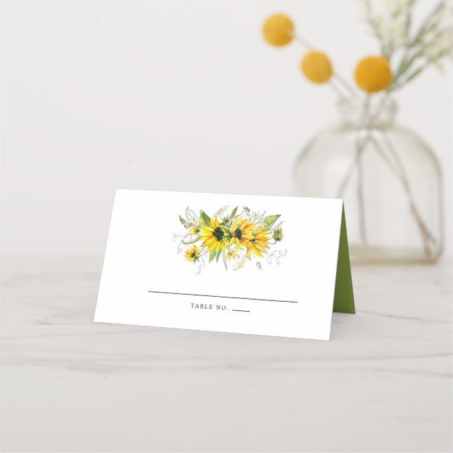 Cartão De Mesa Casamento Floral Rustic Boho Amarelo (Frente)