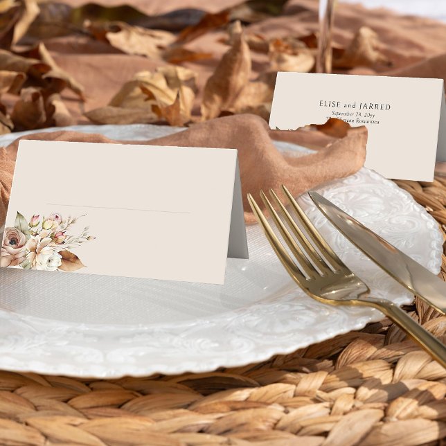 Cartão De Mesa Casamento Floral Rustic Country Brown (Wedding table place cards from Rustic Floral Brown Neutral Wedding Collection by Darling & May)
