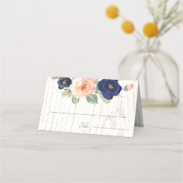 Cartão De Mesa Casamento Floral Rustic Country Marinho Blue and P
