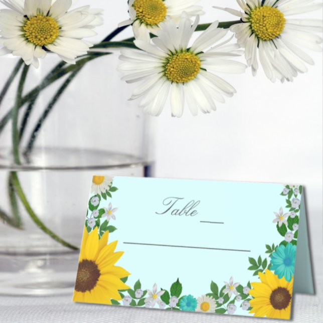 Cartão De Mesa Casamento Floral Rustic Sunflower Daisy (Criador carregado)