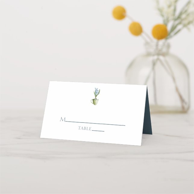 Cartão De Mesa Casamento Floral Simples e Elegante (Frente)