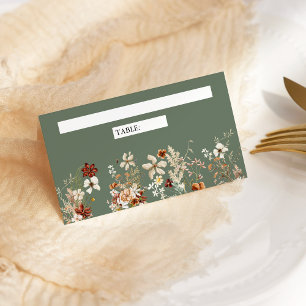 Cartão De Mesa Casamento Floral Terracota de Flores Silvestres em