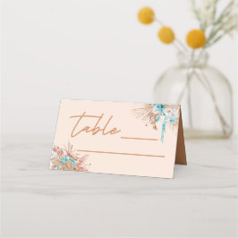 Cartão De Mesa Casamento Floral Terrestre Brown Moderno