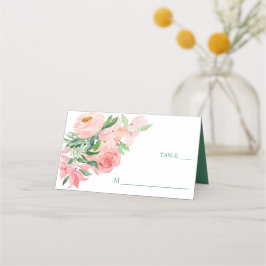 Cartão De Mesa Casamento Floral Verde Coral Rosa