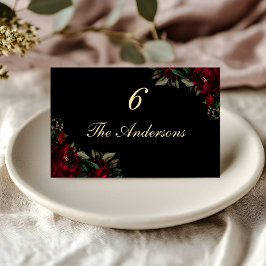 Cartão De Mesa Casamento floral verde-verde-esverdeado-escuro