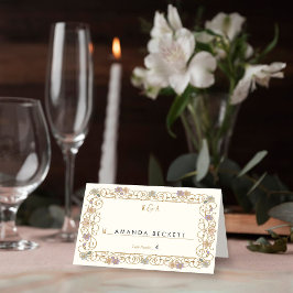 Cartão De Mesa Casamento Floral Vintage Elegante Rococó Revival