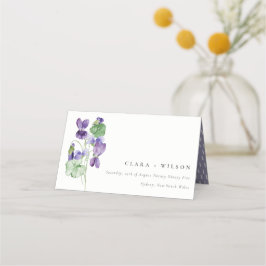 Cartão De Mesa Casamento Floral Violet Violet Monograma bonito