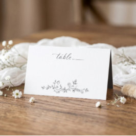 Cartão De Mesa Casamento Floral Vitoriano Cinza Vintage Francês
