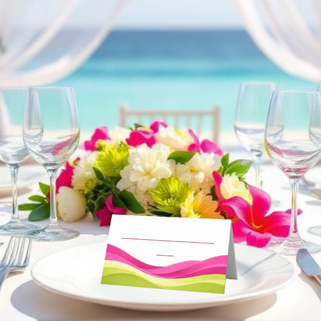 Cartão De Mesa Casamento Fuchsia e Verde Lima (Fuchsia and Lime Green Wedding Place Card )