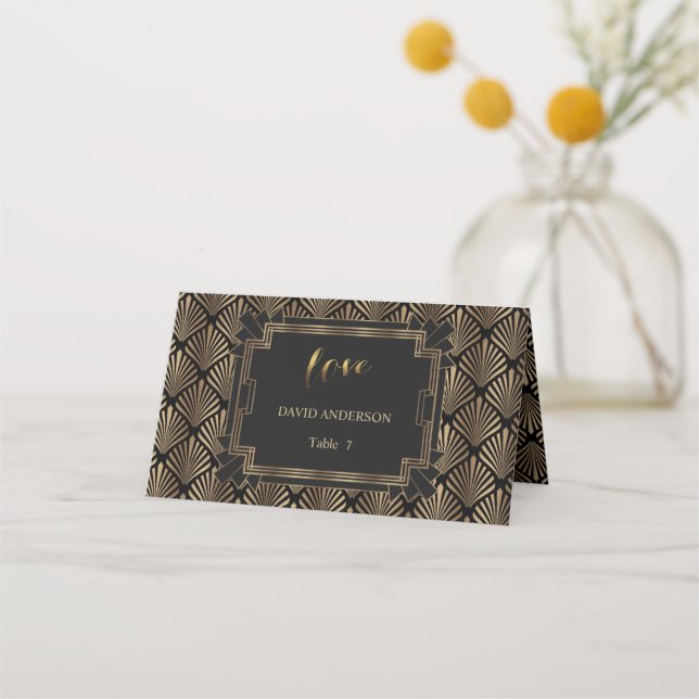 Cartão De Mesa Casamento Gatsby do Excelente Elegante Dourado Roa (Verso)