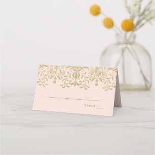 Cartão De Mesa Casamento Glamour Vintage Rosa Elegante Dourado