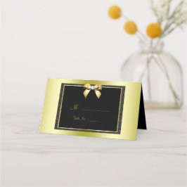 Cartão De Mesa Casamento Glamouroso Arco Dourado e Brilho Preto