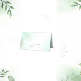 Cartão De Mesa Casamento Glitter Botânico Verde Radiante