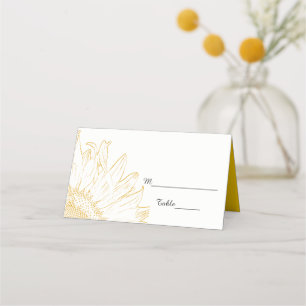 Cartão De Mesa Casamento Gráfico de Girassol Amarelo