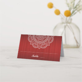 Cartão De Mesa Casamento índio Elegante, Vermelho e Paisley Branc