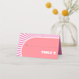 Cartão De Mesa Casamento inspirado no Sol 70, cor de rosa