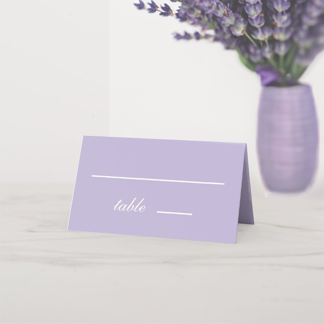 Cartão De Mesa Casamento Lavanda Simples Roxo Branco Script (Criador carregado)