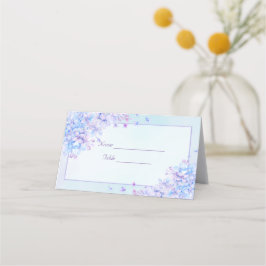 Cartão De Mesa Casamento Lilac Púrpura Azul De Aquarela