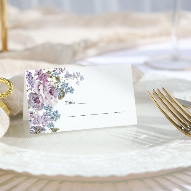 Cartão De Mesa Casamento Lilás Elegante (Elegant Lilac Floral Wedding Place Card by Painted Paperie
)
