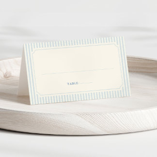 Cartão De Mesa Casamento Listras Azuis Claras Clássicas
