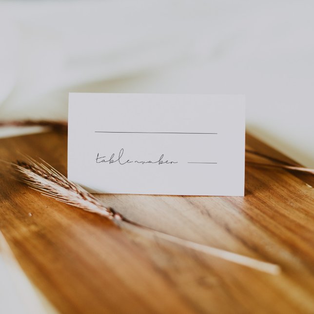 Cartão De Mesa Casamento manuscrito minimalista (Criador carregado)