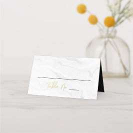 Cartão De Mesa Casamento | Mármore Branco Moderno Dourado em Graf