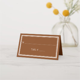 Cartão De Mesa Casamento Marrom Minimalista Moderno de Borda