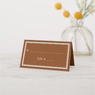 Cartão De Mesa Casamento Marrom Minimalista Moderno de Borda