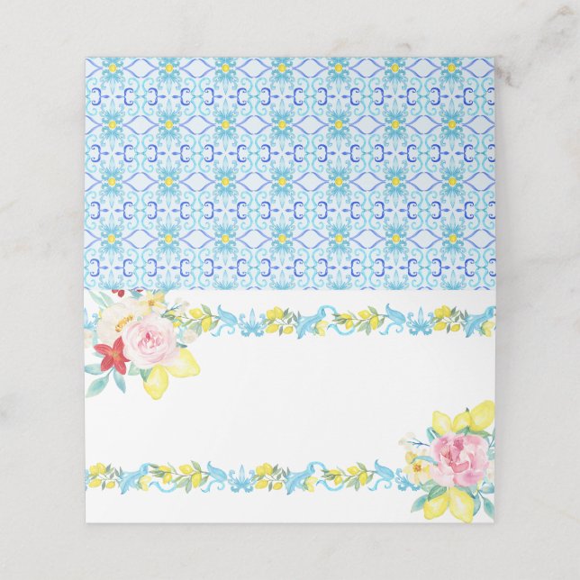 Cartão De Mesa Casamento mediterrânico de Positano Amalfi (Exterior/Desdobrado)