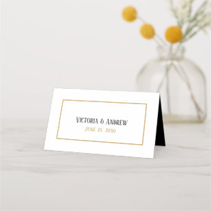 Cartão De Mesa Casamento Minimalista Moderno com Grafia Preta e D