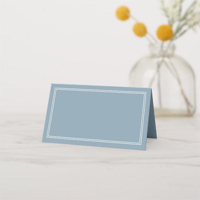 Cartão De Mesa Casamento Minimalista Moderno Dusty Blue (Frente)