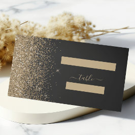 Cartão De Mesa Casamento Moderno com Borda de Brilho Dourado Pret