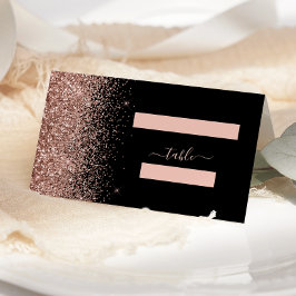 Cartão De Mesa Casamento Moderno com Borda de Brilho Dourado Rosa